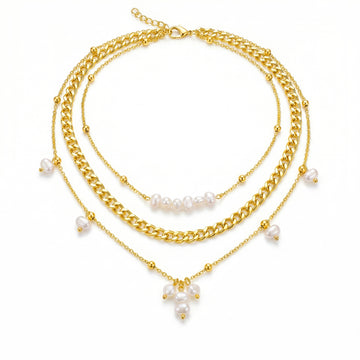 PRAO Necklace Anti-Tarnish Multi Layer High Fashion