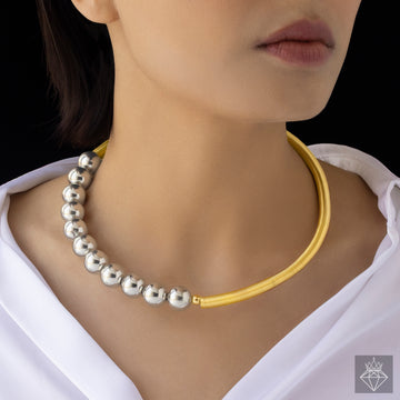 PRAO Anti-Tarnish Spring & Balls Hasli Necklace