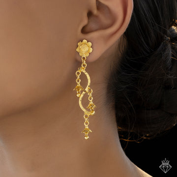 PRAO Anti-Tarnish Golden Flower Danglers✨