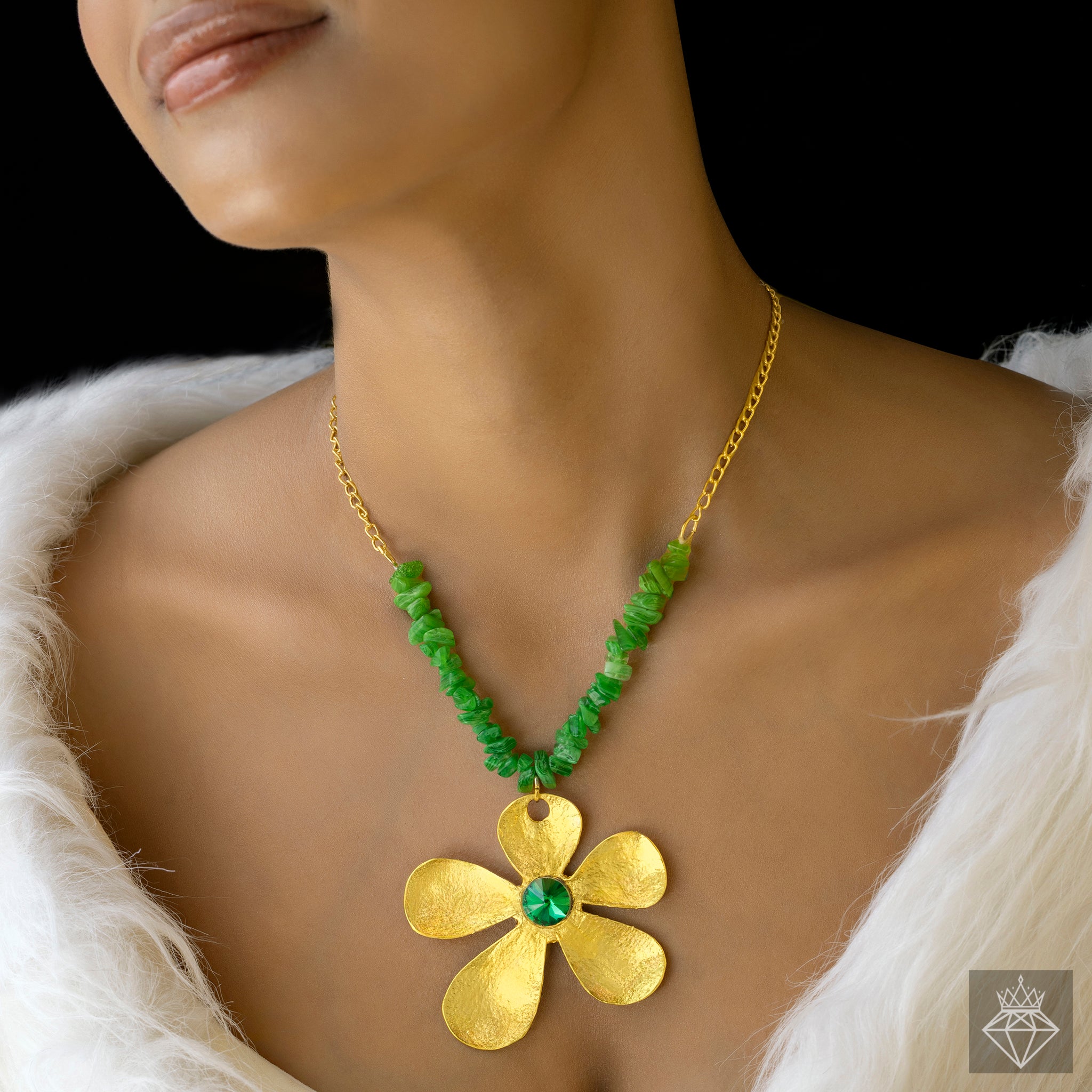 PRAO Anti-Tarnish Beaded Flower Pendant Necklace✨