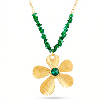 PRAO Necklace Anti-Tarnish Beaded Flower Pendant