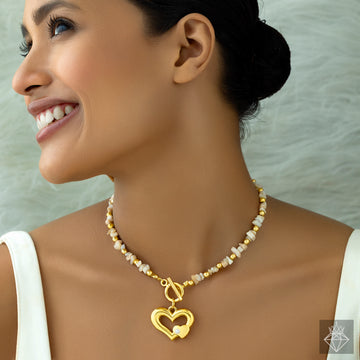 PRAO Anti-Tarnish Heart Beaded Necklace Set With Earrings✨