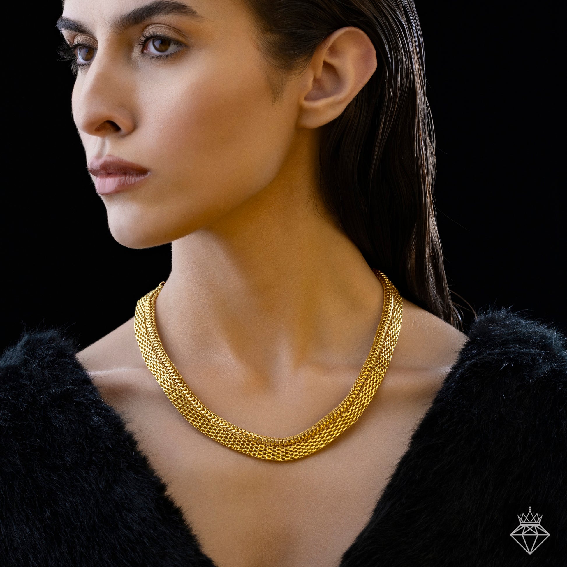 PRAO Anti-Tarnish Golden Designer Statement Chain Necklace