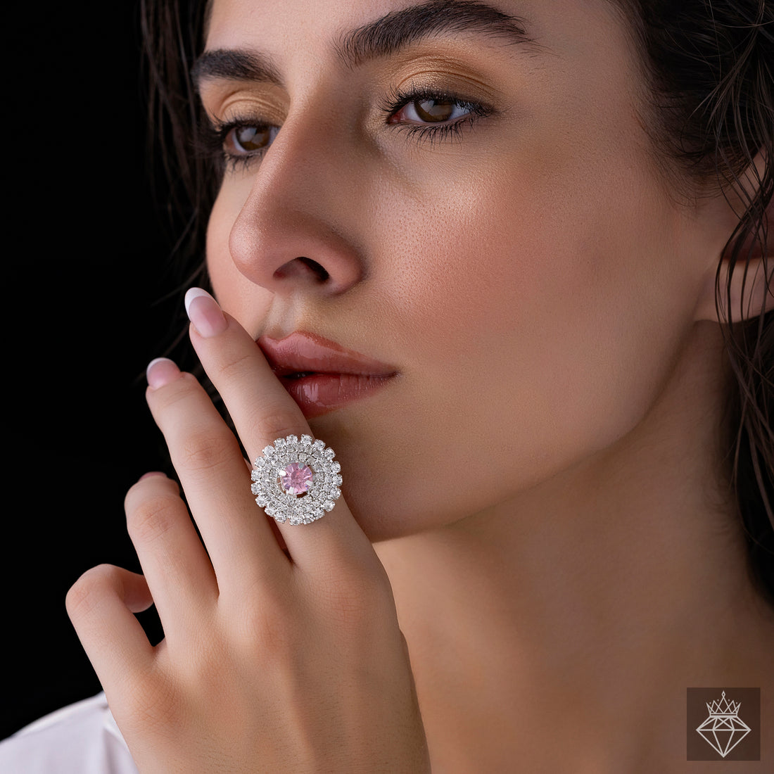 PRAO Anti-Tarnish Crystal Ring (Adjustable Size)