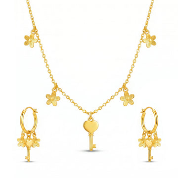 PRAO Necklace Anti-Tarnish Multi-Charm Chain Set With Earrings