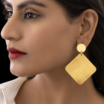 PRAO Earrings Anti-Tarnish Premium Brass Golden Danglers