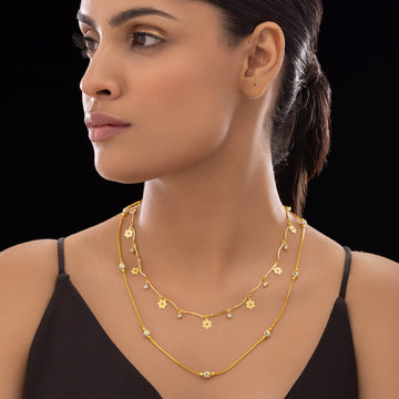 PRAO Necklace Anti-Tarnish Double-Layer Golden Chain