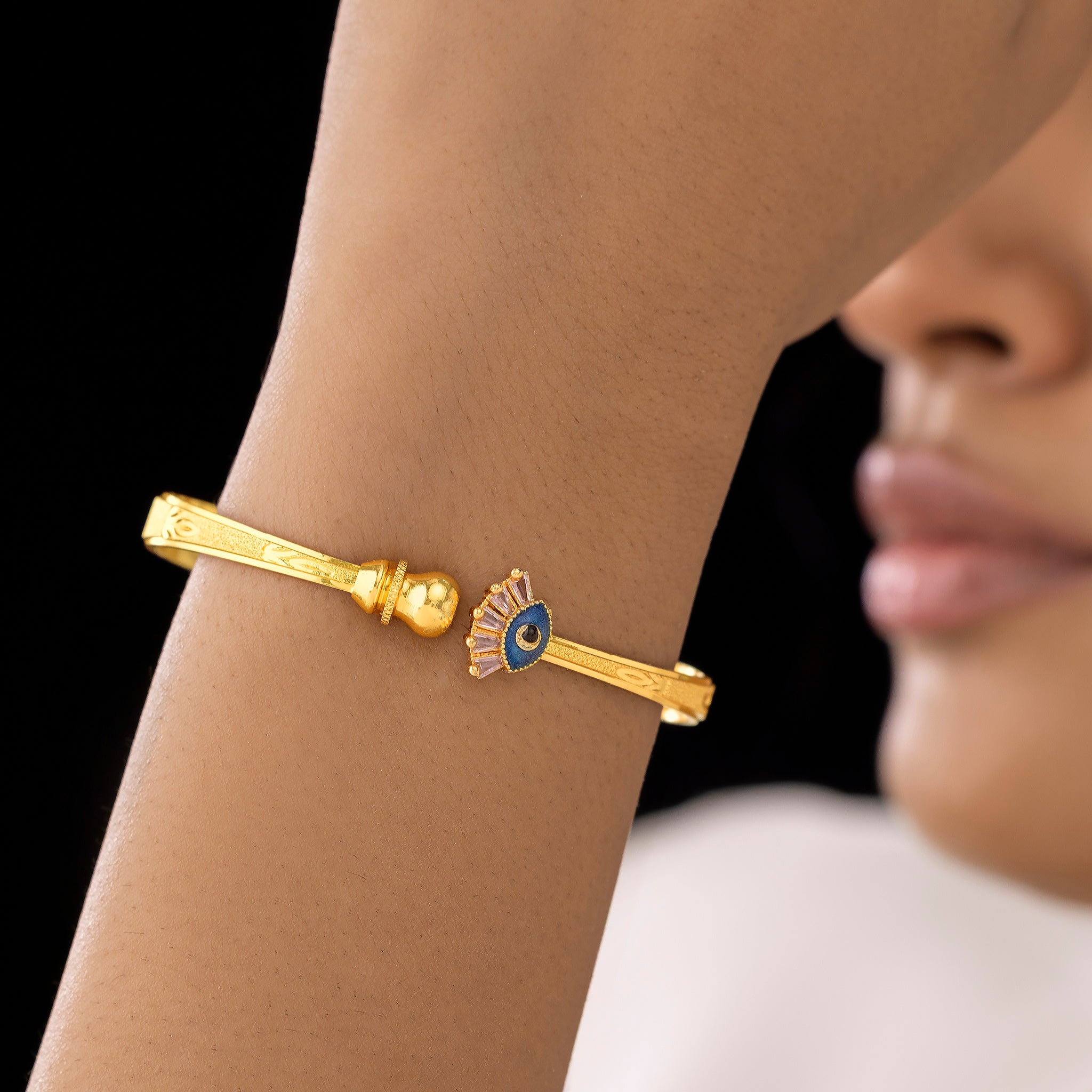 PRAO Bracelet Anti-Tarnish Evil Eye Crystal Bangle