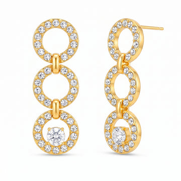 PRAO Earrings Anti-Tarnish Studded Circle Danglers
