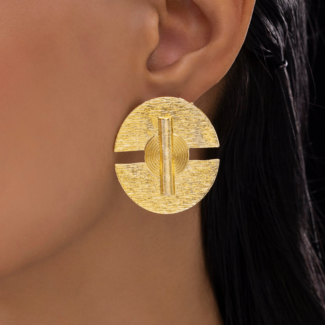 PRAO Anti-Tarnish Semi-Circle Geometric Studs