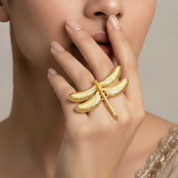PRAO Anti-Tarnish Oversized Dragonfly Statement Ring