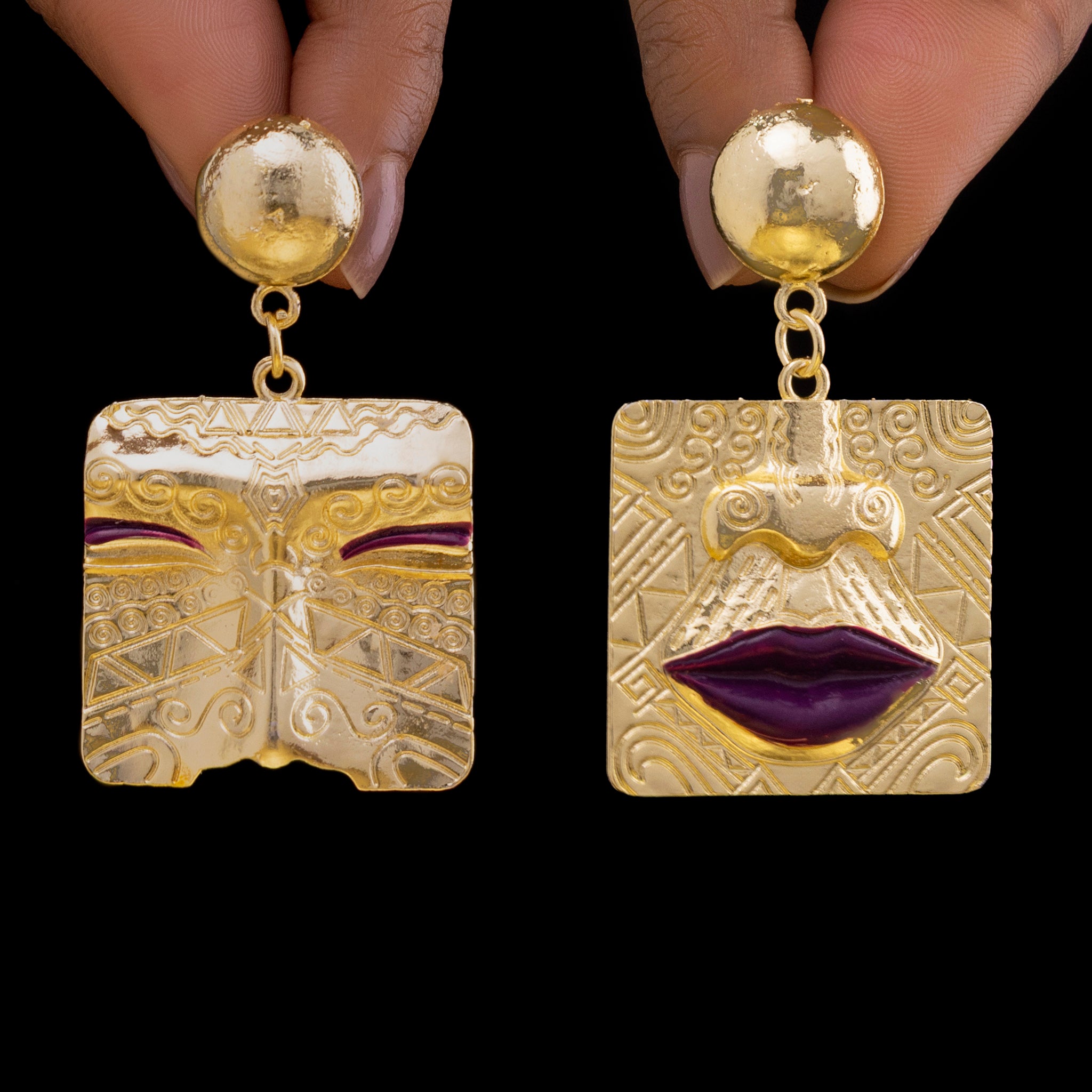PRAO Anti-Tarnish Mismatch Face Earrings