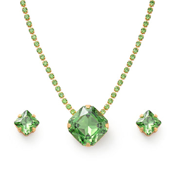 PRAO Necklace Anti-Tarnish Rhinestone Chain Pendant Set With Earrings