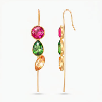 PRAO Earrings Anti-Tarnish Hook-Needle Crystal in Tri-shape