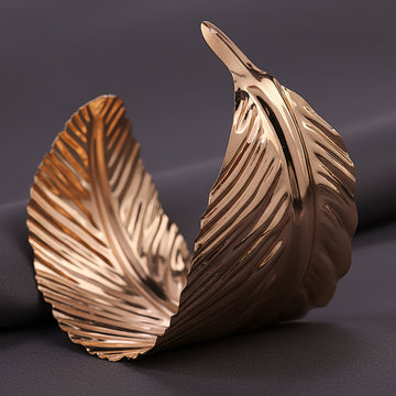 PRAO Bracelet Anti-Tarnish Rose Gold Leaf Bangle (Adjustable Size)