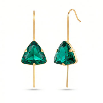 PRAO Earrings Anti-Tarnish Triangle Crystal Hook Danglers
