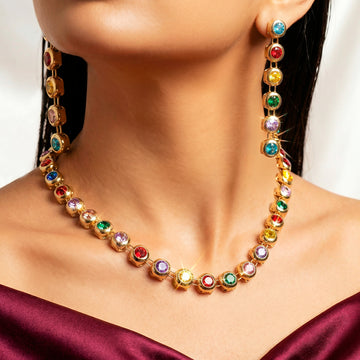 PRAO Necklace Waterproof AD Set With Earrings