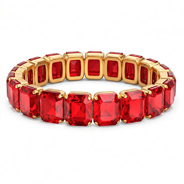 PRAO Bracelet Anti-Tarnish Ruby Red Crystal (Adjustable Size)