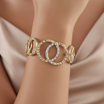 PRAO Bracelet Anti-Tarnish Inter-Linked Circles with AD (Adjustable Size)