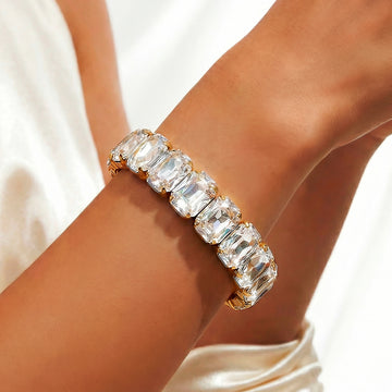 PRAO Bracelet Anti-Tarnish White Crystal (Adjustable Size)
