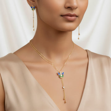 PRAO Necklace Anti-Tarnish Butterfly Set With Earrings