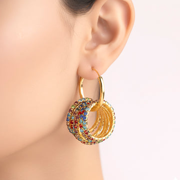 PRAO Earrings Anti-Tarnish Versatile Multilayer Crystal Hoops - Do it Yourself!