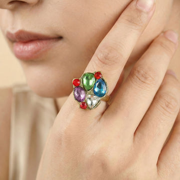 PRAO Ring Anti-Tarnish Multi-Shape And Color Crystal
