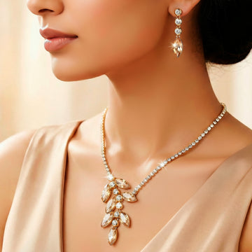 PRAO Necklace Waterproof Leafy Set With Earrings