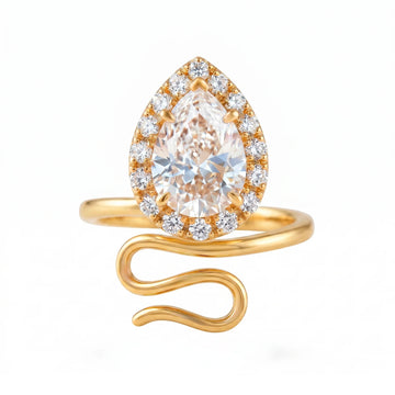 PRAO Ring Anti-Tarnish Pear Cut Crystals (Adjustable Size)