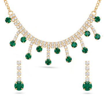 PRAO Necklace Anti-Tarnish Rhinestone Chain Fringes Set With Earrings
