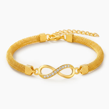 PRAO Bracelet Anti-Tarnish Studded Infinity Mesh Golden Chain (Adjustable Size)