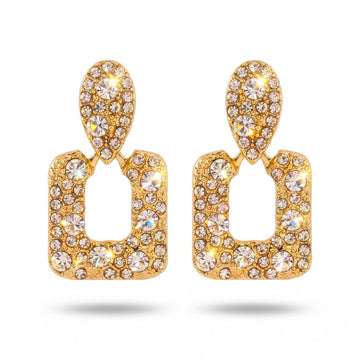 PRAO Earrings Anti-Tarnish Mini Geometric Link Crystal