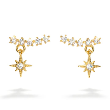 PRAO Earrings Anti-Tarnish Celestial Mini Crystal Crawler
