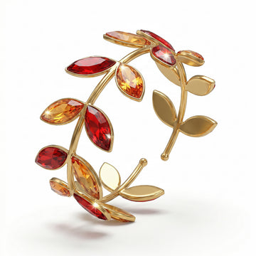 PRAO Bracelet Anti-Tarnish Broad Leafy Cuff Bangle (Adjustable Size)