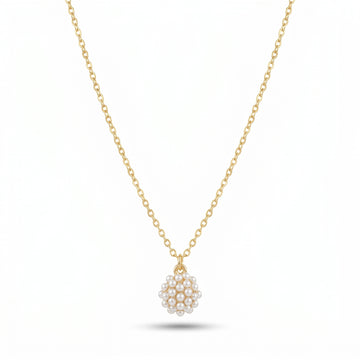 PRAO Necklace Anti-Tarnish Faux Pearl Floral Pendant