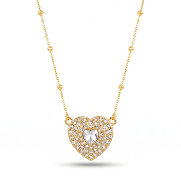 PRAO Necklace Anti-Tarnish Heart Crystal Pendant Satellite