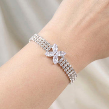 PRAO Bracelet Anti-Tarnish Marquise Crystal Butterfly Rhinestone (Adjustable Size)