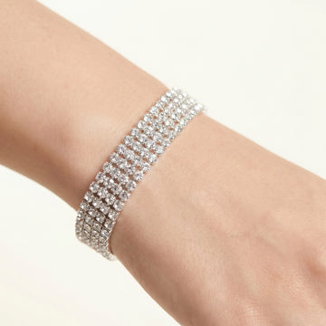 PRAO Bracelet Anti-Tarnish Three-Row Crystal Tennis (Adjustable Size)