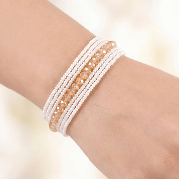 PRAO Bracelet Anti-Tarnish Seed Bead & Champagne Crystal (Adjustable Size)