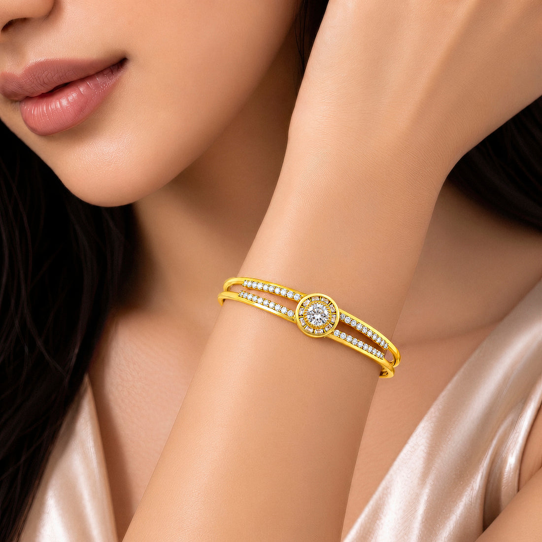 PRAO Bracelet Anti-Tarnish Gold Plated Bangle (Adjustable Size)