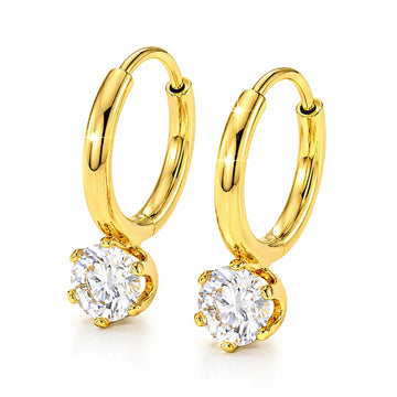 PRAO Earrings Anti-Tarnish Gold Plated American Diamond Drops