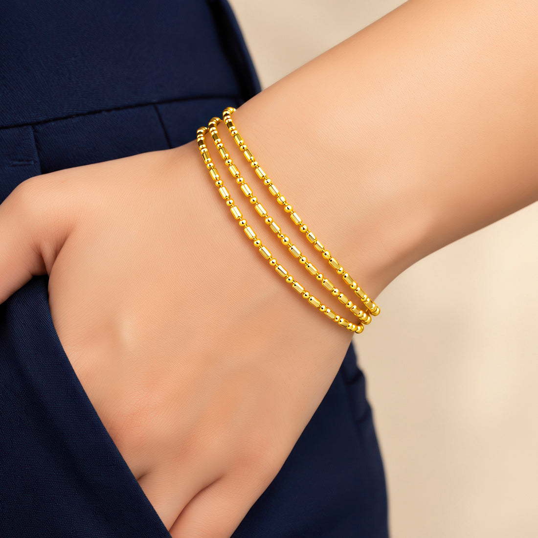 PRAO Bracelet Anti-Tarnish Multi Strand Capsule Chain (Adjustable Size)