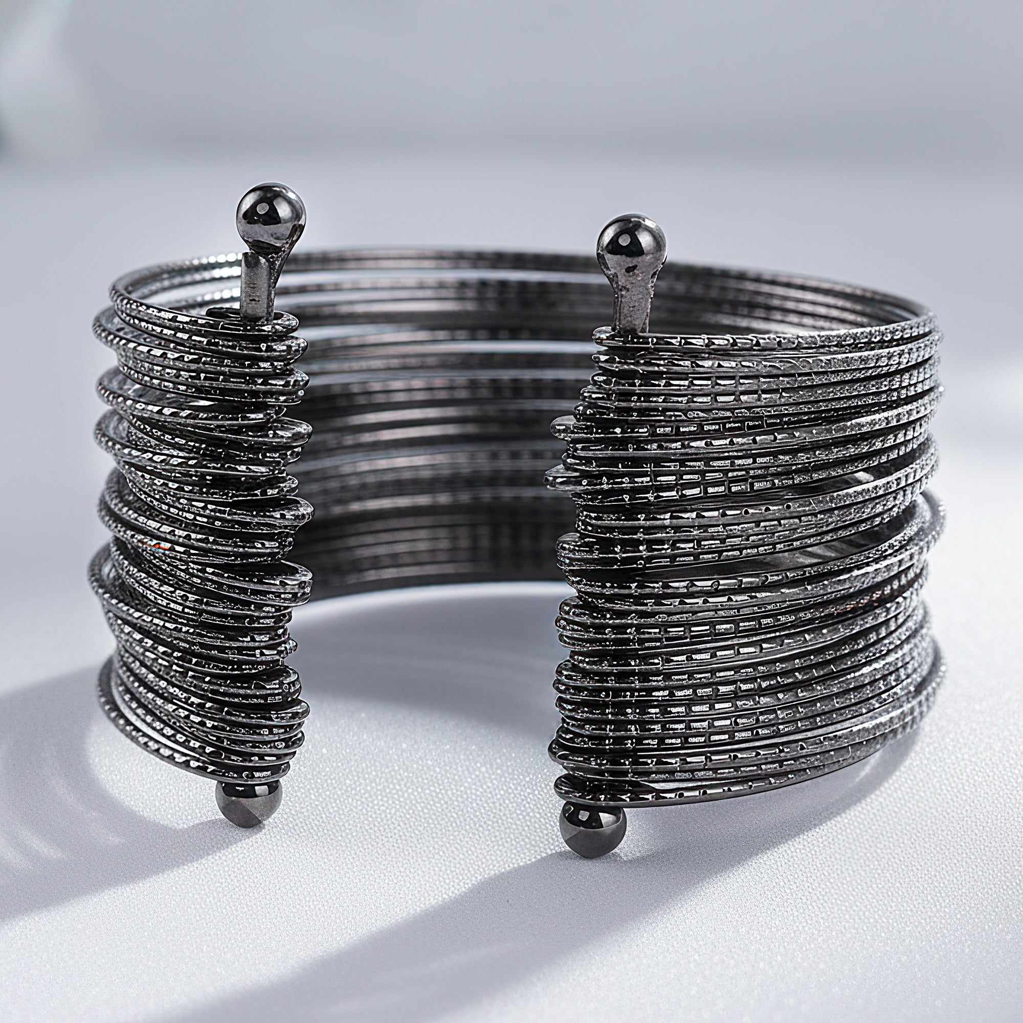 PRAO Anti-Tarnish Gunmetal Multilayer Bangle Bracelet (Adjustable Size)