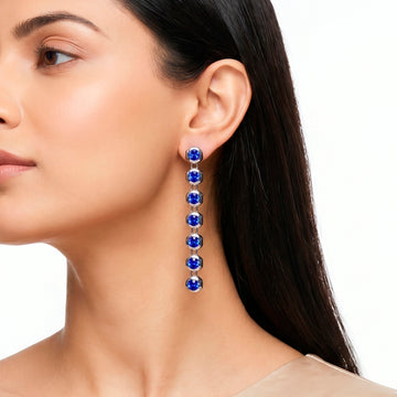 PRAO Earrings Anti-Tarnish Blue Sapphire Crystals
