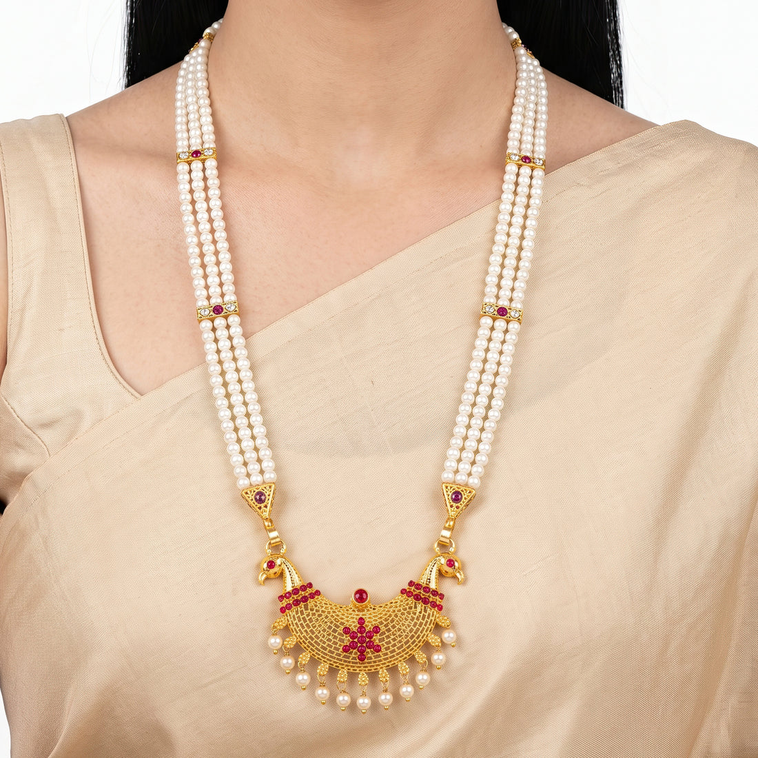 PRAO Necklace Anti-Tarnish Crescent Pearl