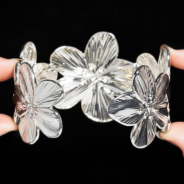 PRAO Anti-Tarnish Silver Lily Flower Bracelet