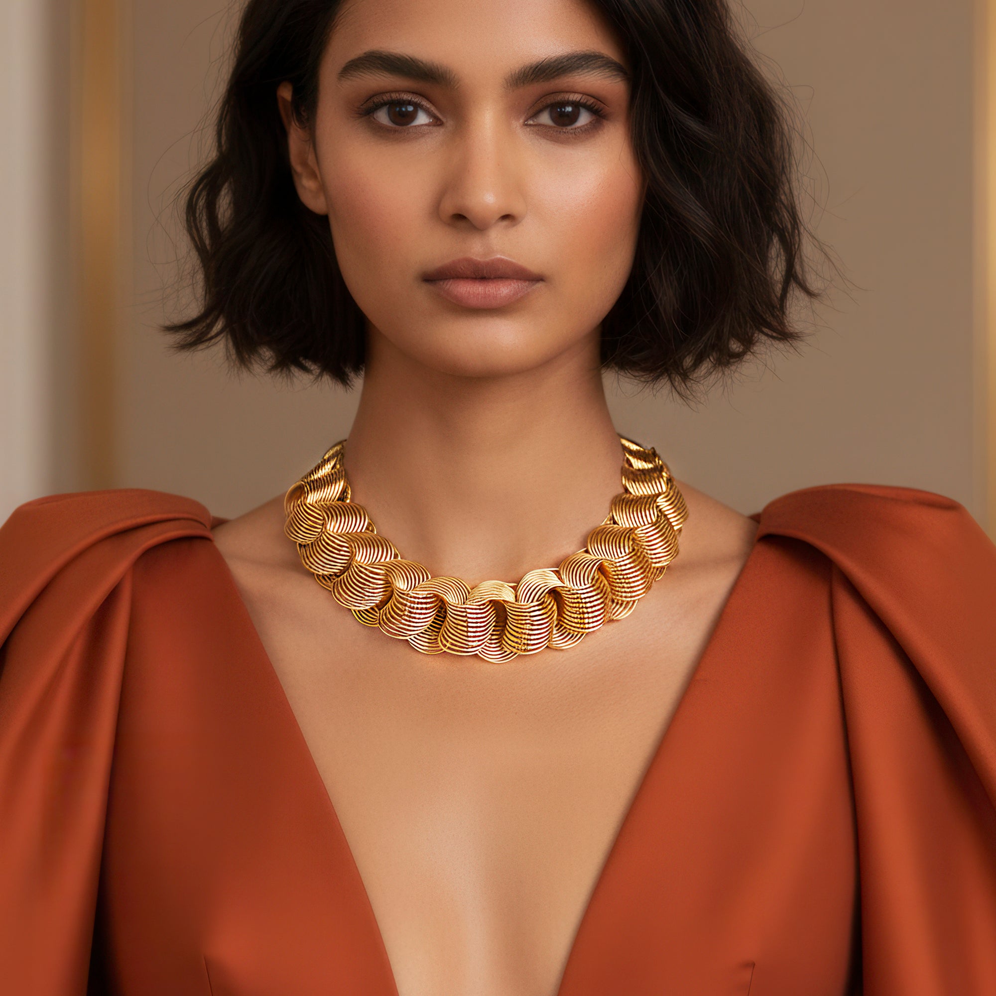 PRAO Anti-Tarnish Golden Spring Necklace