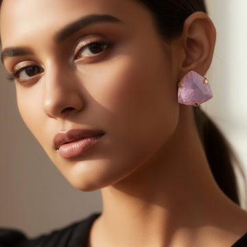 PRAO Anti-Tarnish Purple Trillion Stone Studs