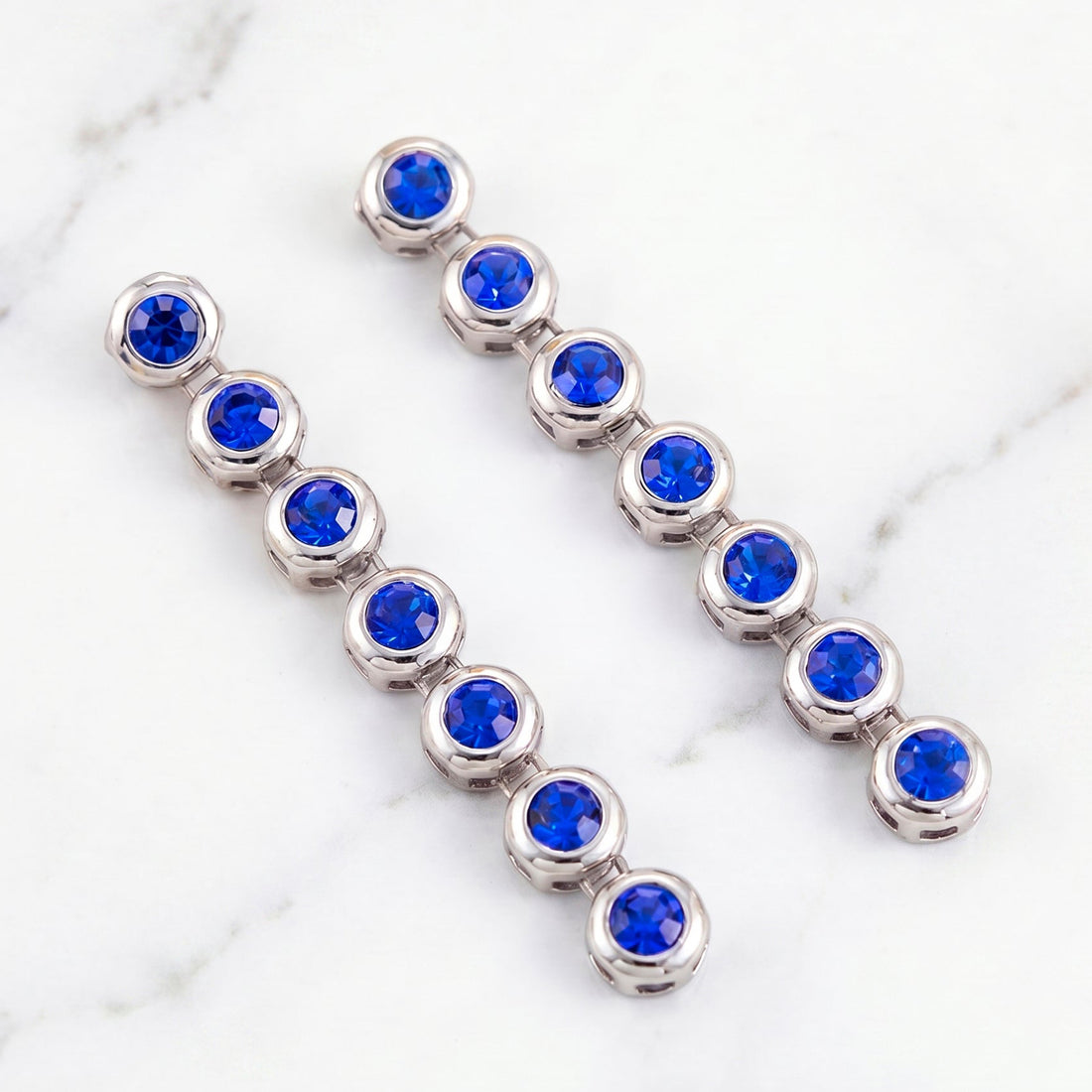 PRAO Earrings Anti-Tarnish Blue Sapphire Crystals