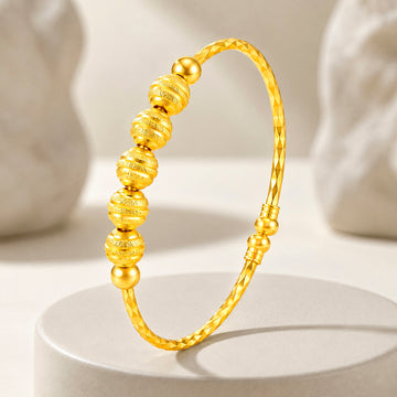 PRAO Bracelet Anti-Tarnish Textured Spherical Beads (Adjustable Size)